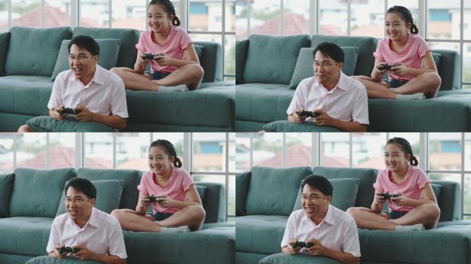 父亲和女儿玩电子游戏