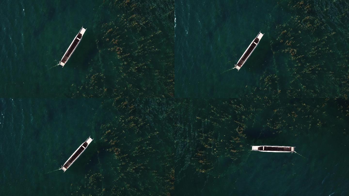 泸沽湖划船旅游宣传片泸沽湖最清澈水面镜头