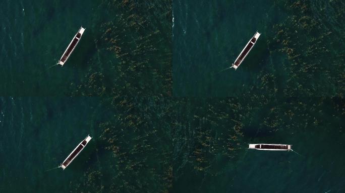 泸沽湖划船旅游宣传片泸沽湖最清澈水面镜头