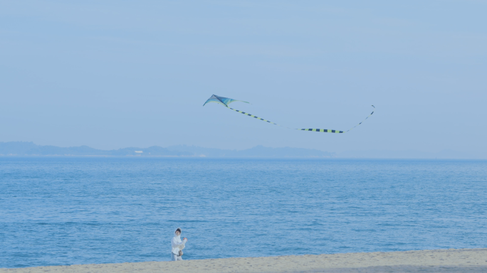 4K 海边放风筝 实拍
