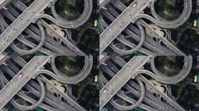 复杂立交桥和繁忙交通鸟瞰图
