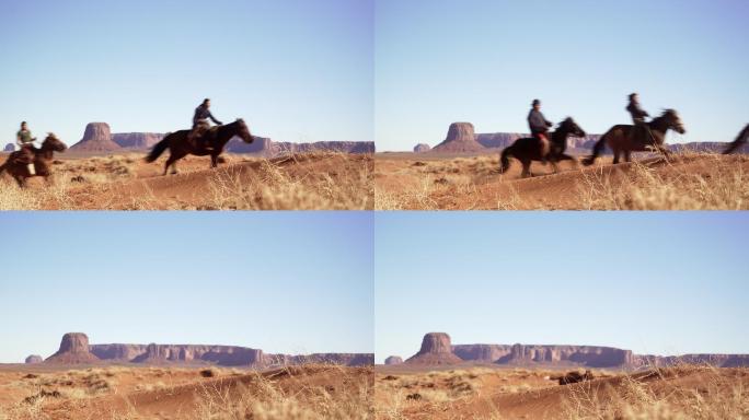 纳瓦霍兄弟姐妹在亚利桑那州纪念碑谷骑马