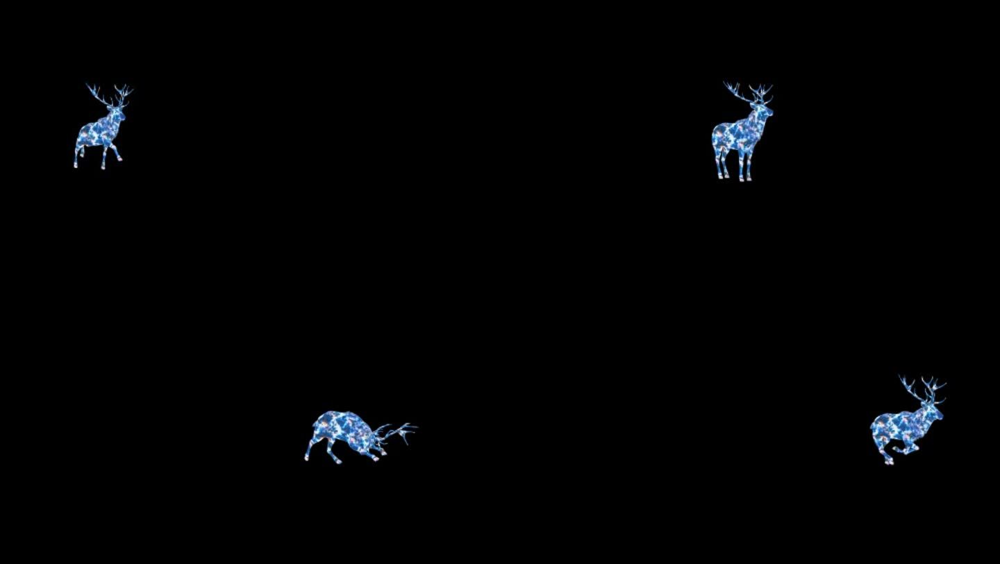 鹿 彩色 粒子鹿 全息投影 神兽 鹿奔跑