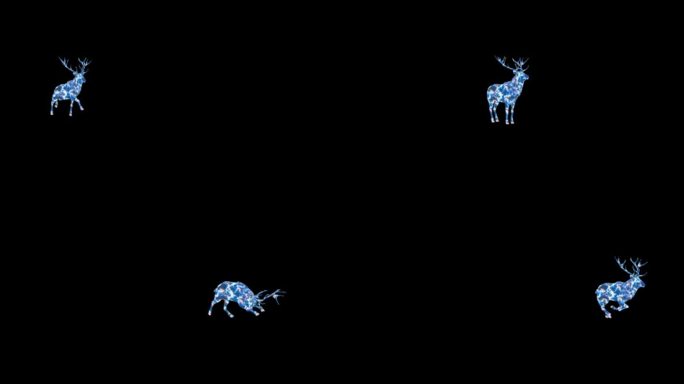 鹿 彩色 粒子鹿 全息投影 神兽 鹿奔跑
