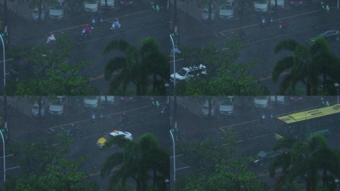 城市道路雨景-慢镜头