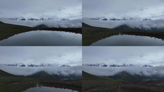 【4K正版】航拍云海中的高原湖泊雪山群