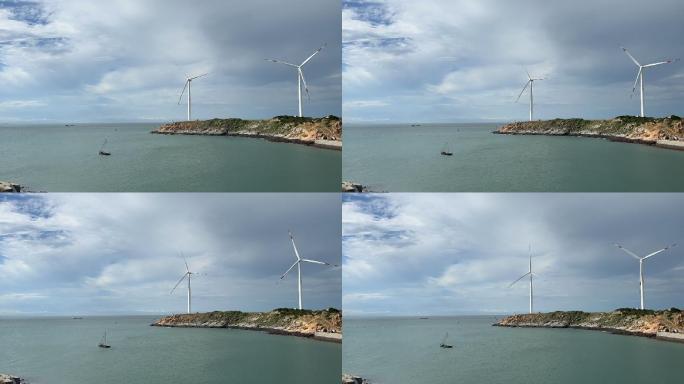 海边延时渔船风车莆田南日岛
