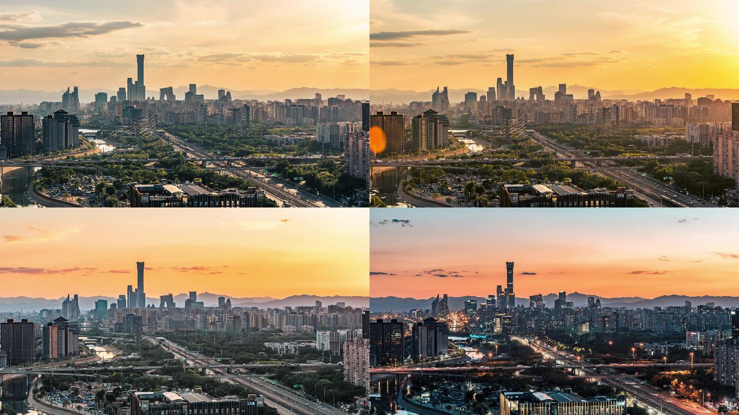 【4K】北京城市CBD全景日转夜延时摄影
