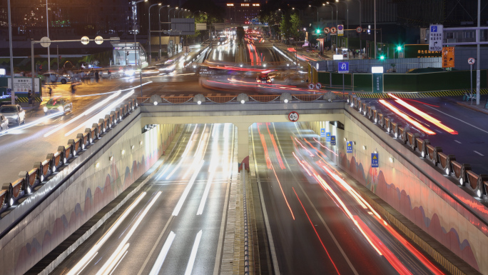 十字路口下穿隧道车流延时