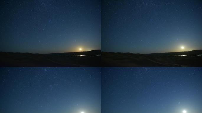 腾格里沙漠夏季星空银河延时摄影