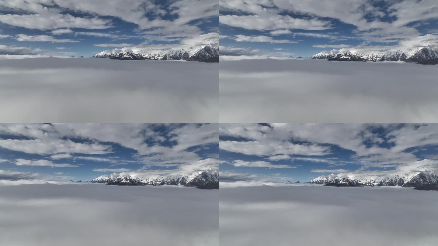 【4K正版】航拍云海中的雪山群