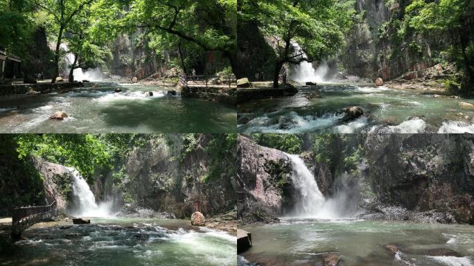 航拍江南浙江山水绍兴诸暨五泄雨后瀑布阳光