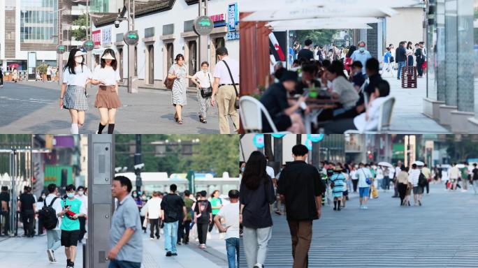 杭州湖滨银泰步行街人群繁华4K