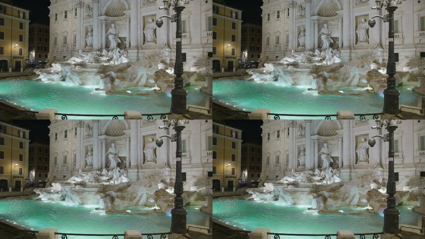 夜晚美丽的特列维喷泉