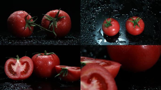 棚拍黑背景西红柿