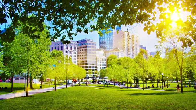 阳光城市公园和商业中心。波士顿