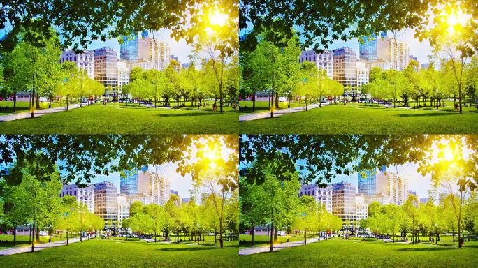 阳光城市公园和商业中心。波士顿