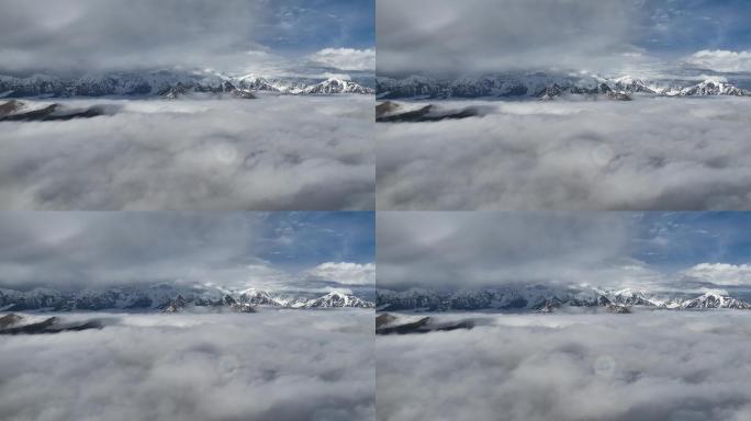 【4K正版】航拍云雾云海中的雪山群