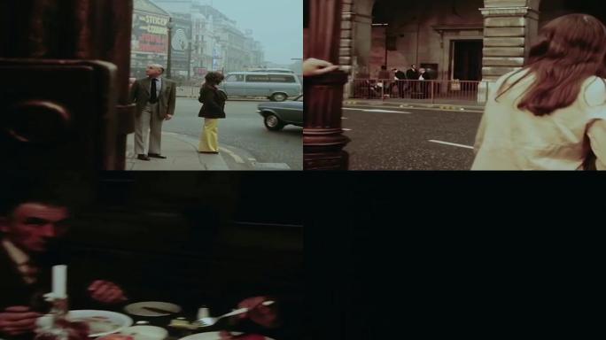 70年代英国伦敦街景行人繁荣繁华车流