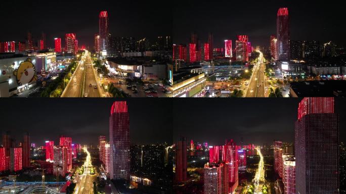 4k航拍武汉徐东大街夜景
