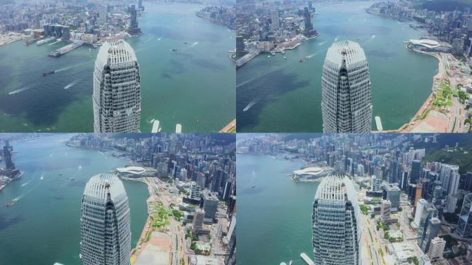 香港城无人机视图CBD码头海港