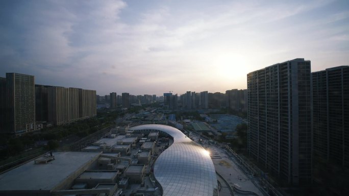 城市夕阳延时