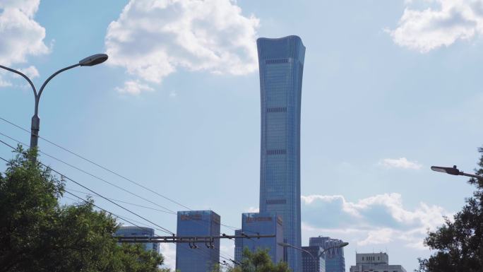 北京中国尊商务区大厦写字楼实拍延时4k