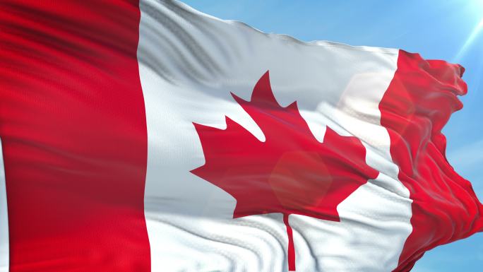 加拿大国旗-慢镜头-4K分辨率