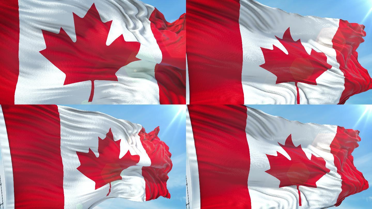 加拿大国旗-慢镜头-4K分辨率