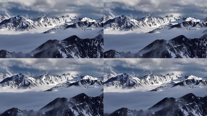 【4K正版】长焦视角云海中的雪山群