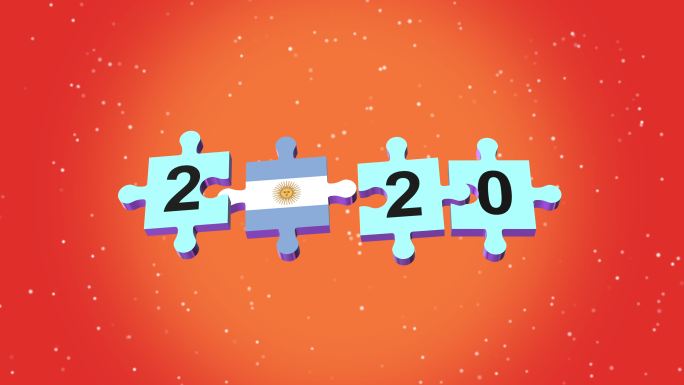 2020年新年拼图阿根廷国旗带Alpha橙色环