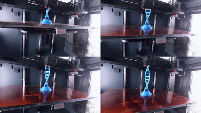 延时3D打印机构建塑料双螺旋模型
