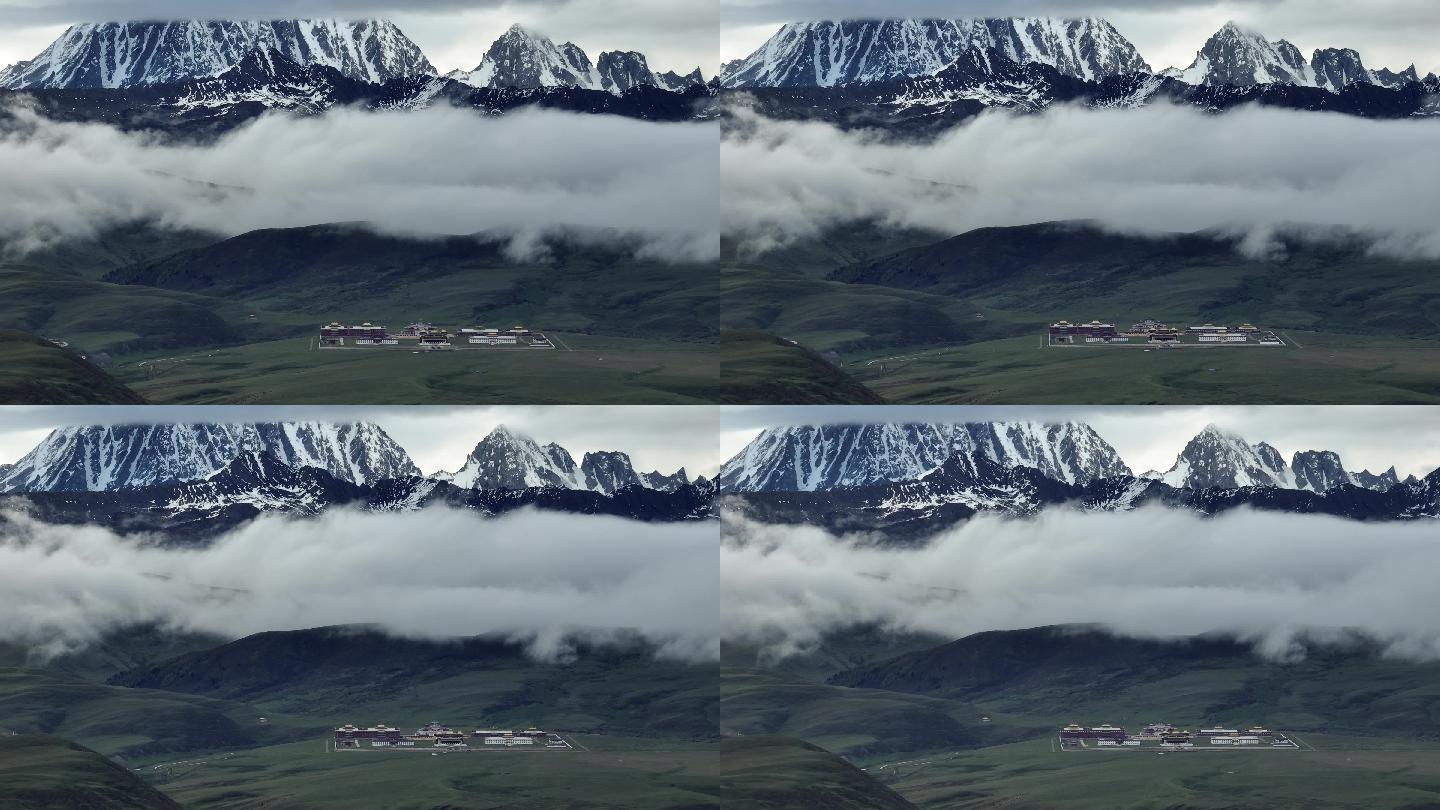 【4K正版】长焦视角雅拉雪山下的村落