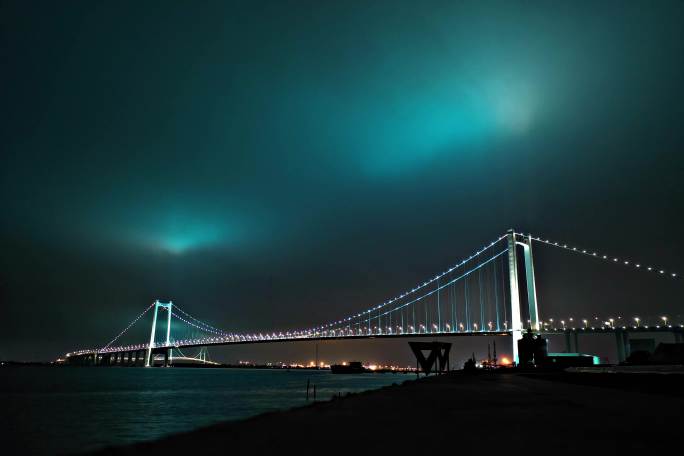 广州 南沙大桥 亮灯夜景