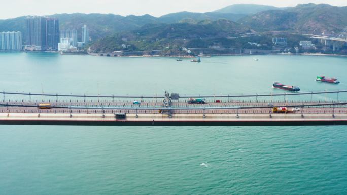青马大桥鸟瞰图香港青马大桥桥梁建筑