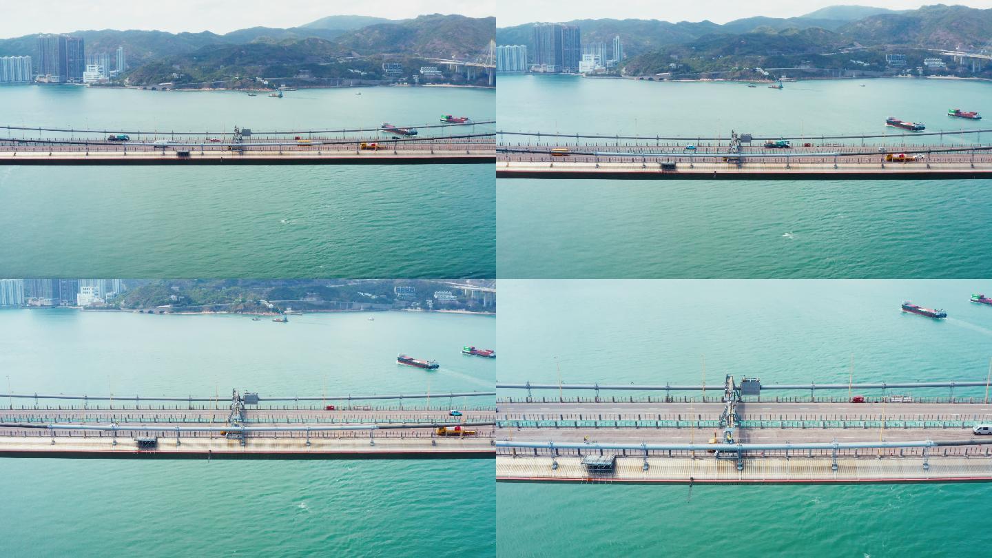 青马大桥鸟瞰图香港青马大桥桥梁建筑