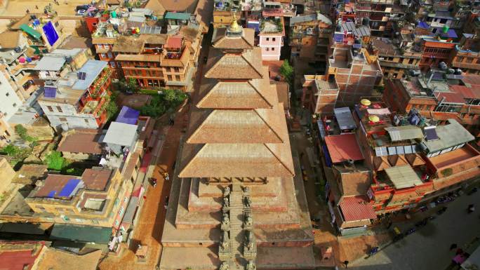 Bhaktapur Durbar广场寺庙鸟瞰图