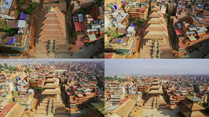 Bhaktapur Durbar广场寺庙鸟瞰图