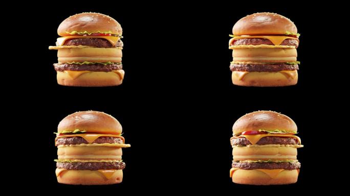 高清4k食物汉堡旋转展示视频