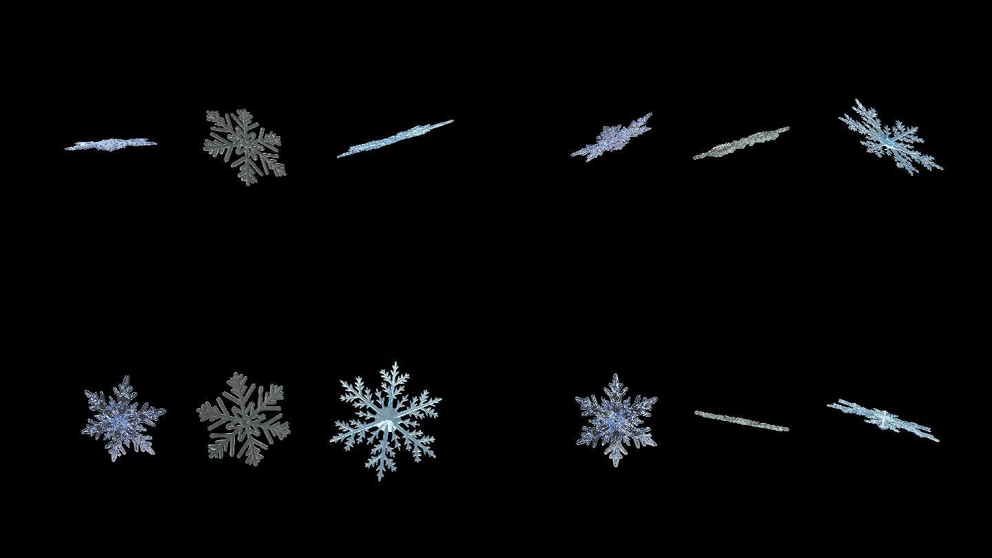 三款冰晶雪花循环动画透明通道