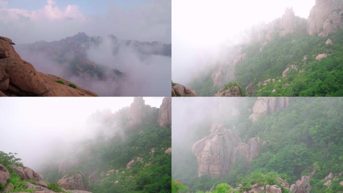 4K山谷云雾-中国风风景-崂山云雾