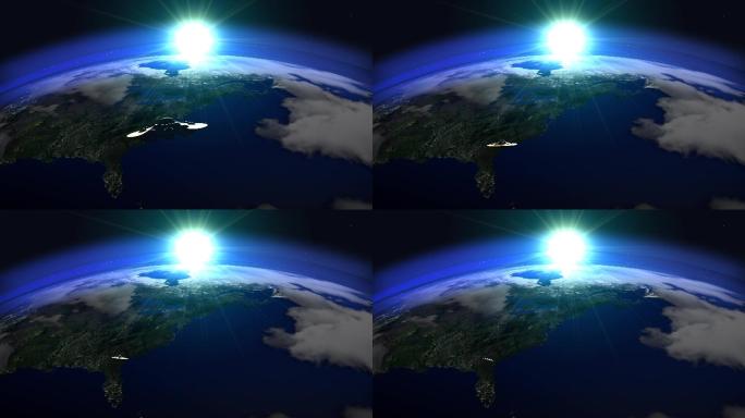 Ufo进入大气层地球飞碟航天器