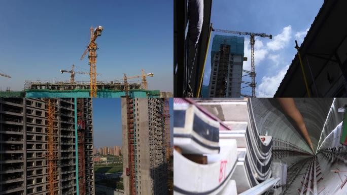 中国基建 建筑 塔吊 工人 楼房建筑工程
