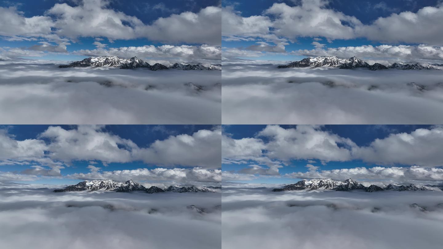 【4K正版】航拍云海中的雪山群