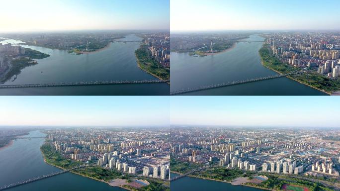 4K航拍临沂三河口城市风景视频