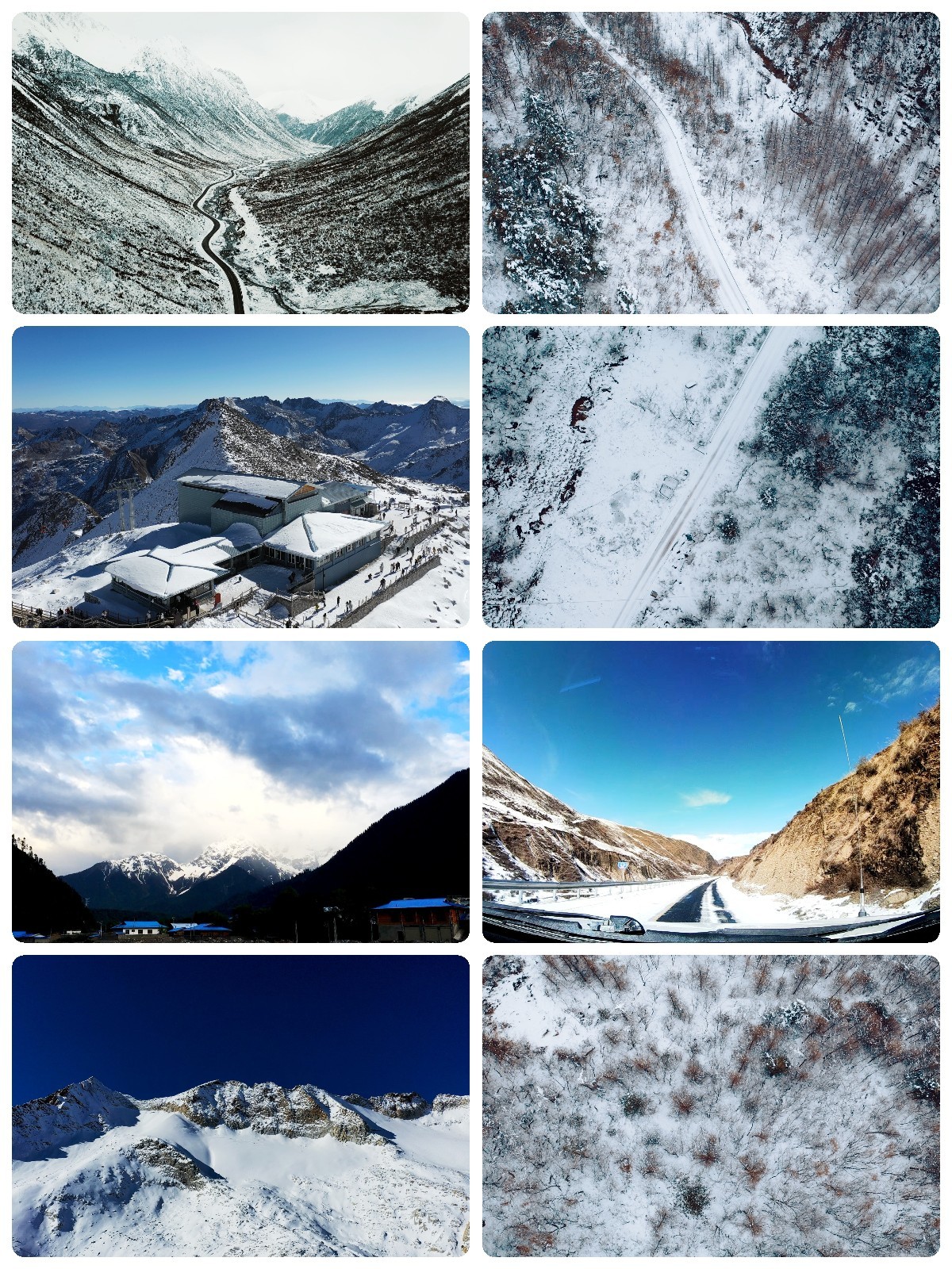雪山下雪高原西藏公路雪域冬天大雪青藏旅游
