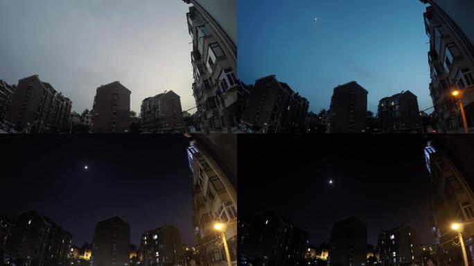 原创4K延时视频素材HDR日转夜 月亮
