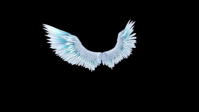 羽族羽神蓝白色翅膀循环扇翅膀B_斜侧视