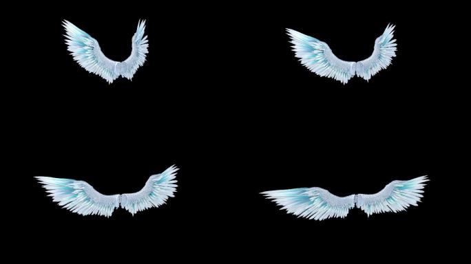 羽族羽神蓝白色翅膀循环扇翅膀B_斜侧视