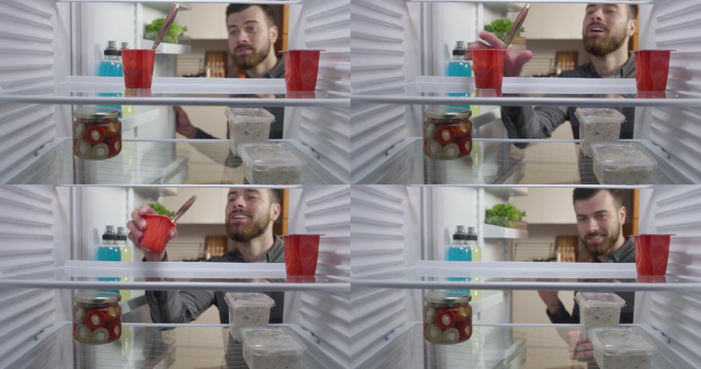 冰箱里的食物打开冰箱冷藏食物
